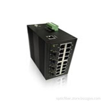 1000Base 4 fiber 16 RJ45 Industrial Media Converter
